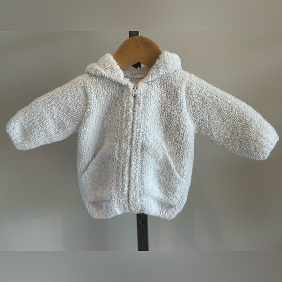 Angel Dear Chenille Microfiber Jacket Baby Hoodie 0-6 Months Full Zip White - Picture 3 of 6